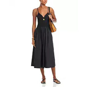 Lucy Paris Chic Black Barcelona Cutout Midi Size S Dress